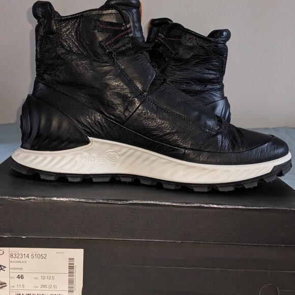 Men's Ecco Exostrike Mid-Hiking Boots Black Dyneema Leather Size EU 46 - Picture 4 of 5